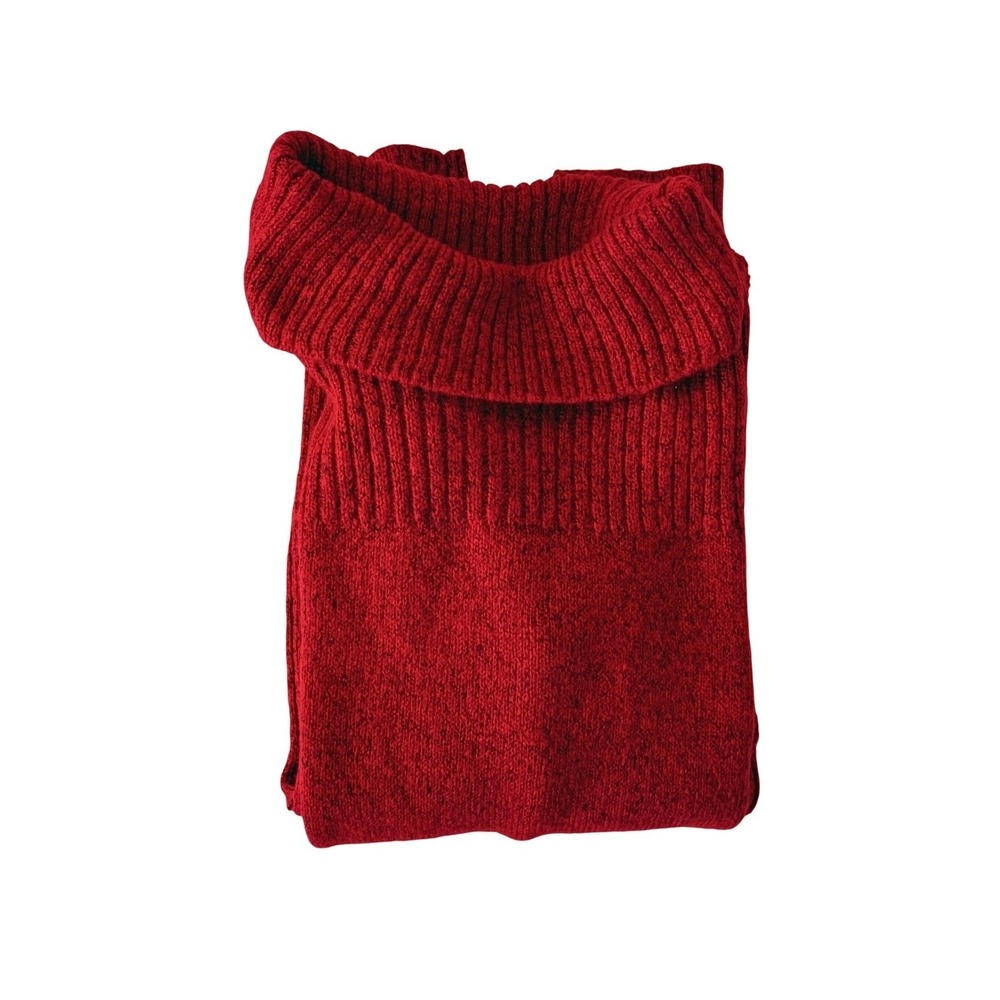 Crimson Red Ribbed Turtleneck Sweater Cozy Knit Long Sleeve Top No Tags Fits L - Picture 4 of 8